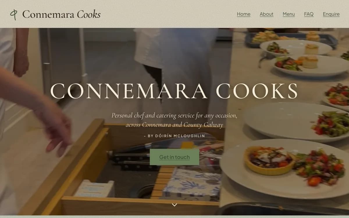 Connemara Cooks, a private-chef site for a Connemara & Galway food business (client build).